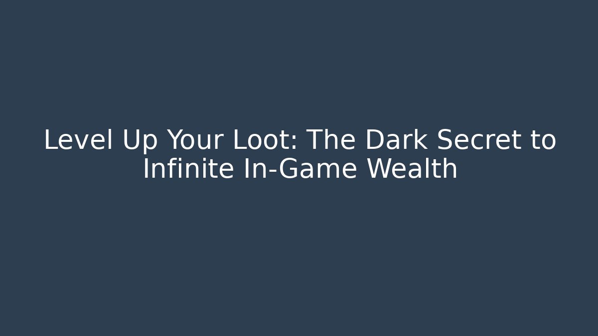 Level Up Your Loot: The Dark Secret to Infinite In-Game Wealth