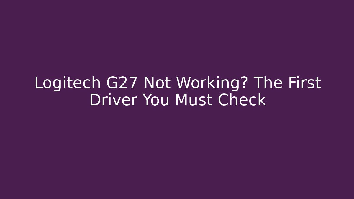 Logitech G27 Not Working? The First Driver You Must Check
