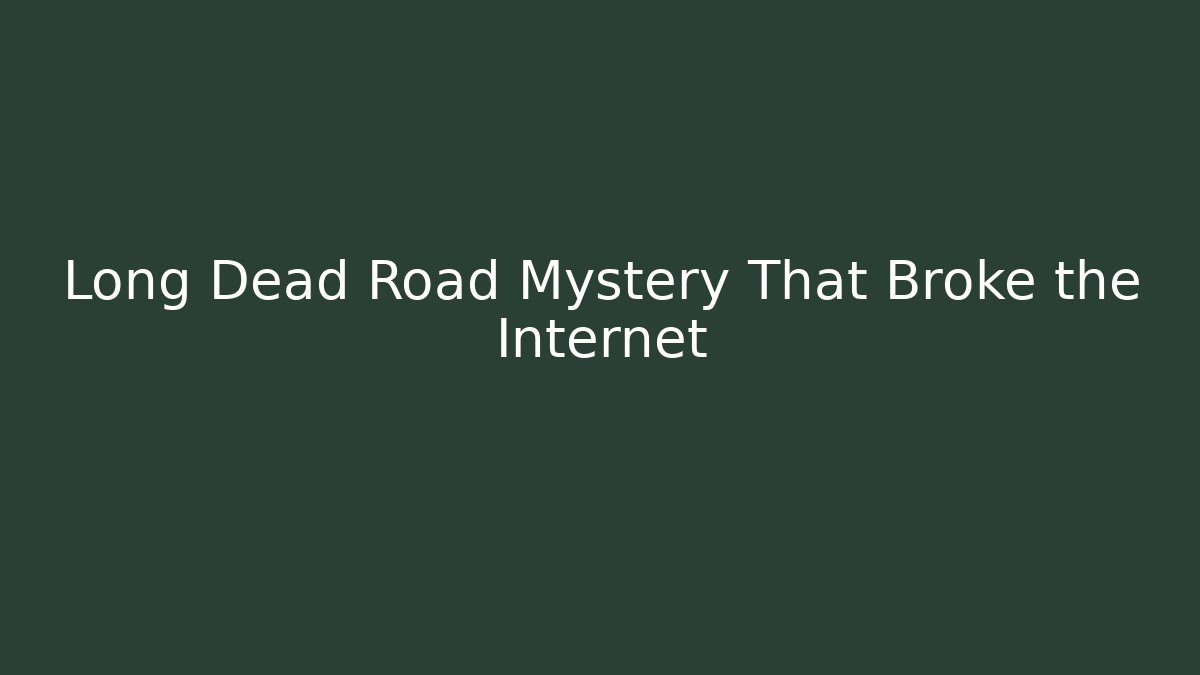 Long Dead Road Mystery That Broke the Internet