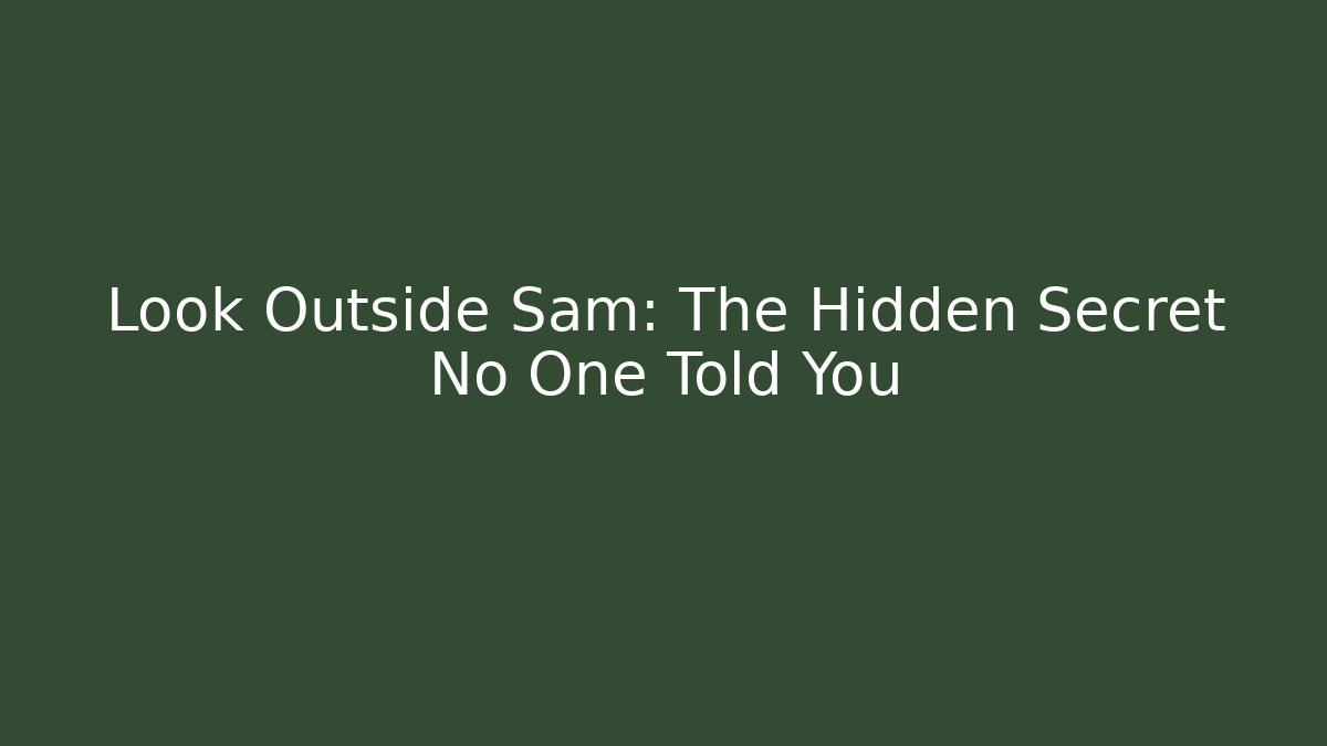 Look Outside Sam: The Hidden Secret No One Told You