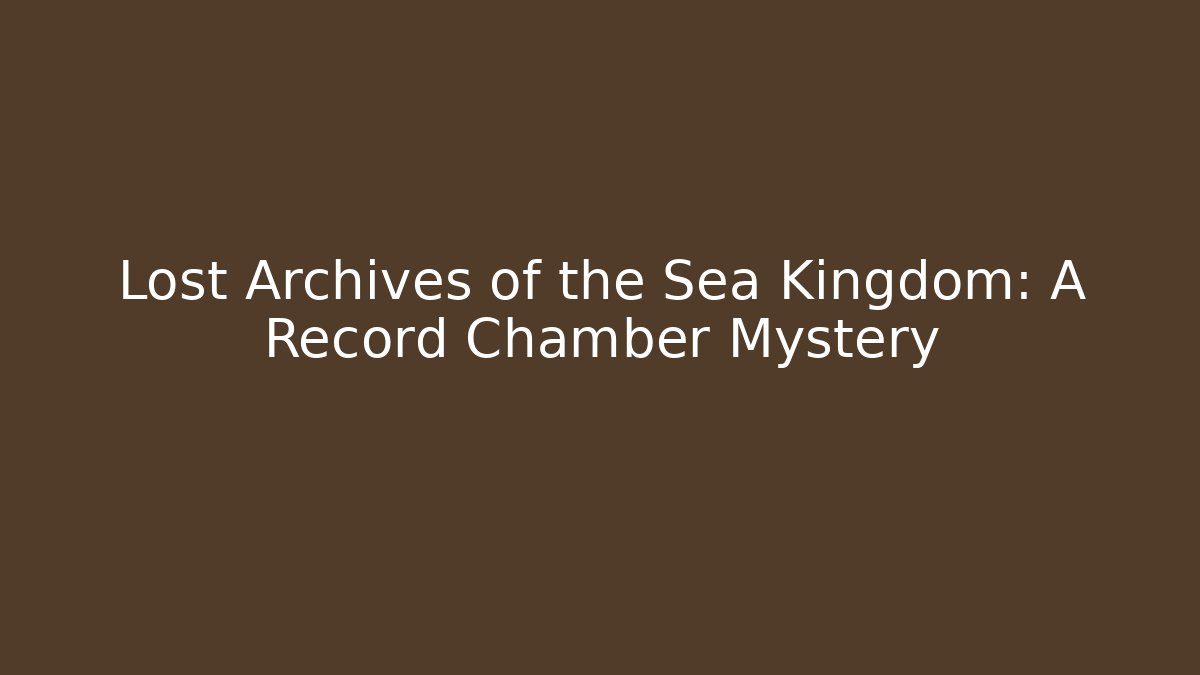 Lost Archives of the Sea Kingdom: A Record Chamber Mystery