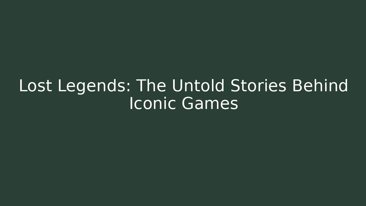 Lost Legends: The Untold Stories Behind Iconic Games