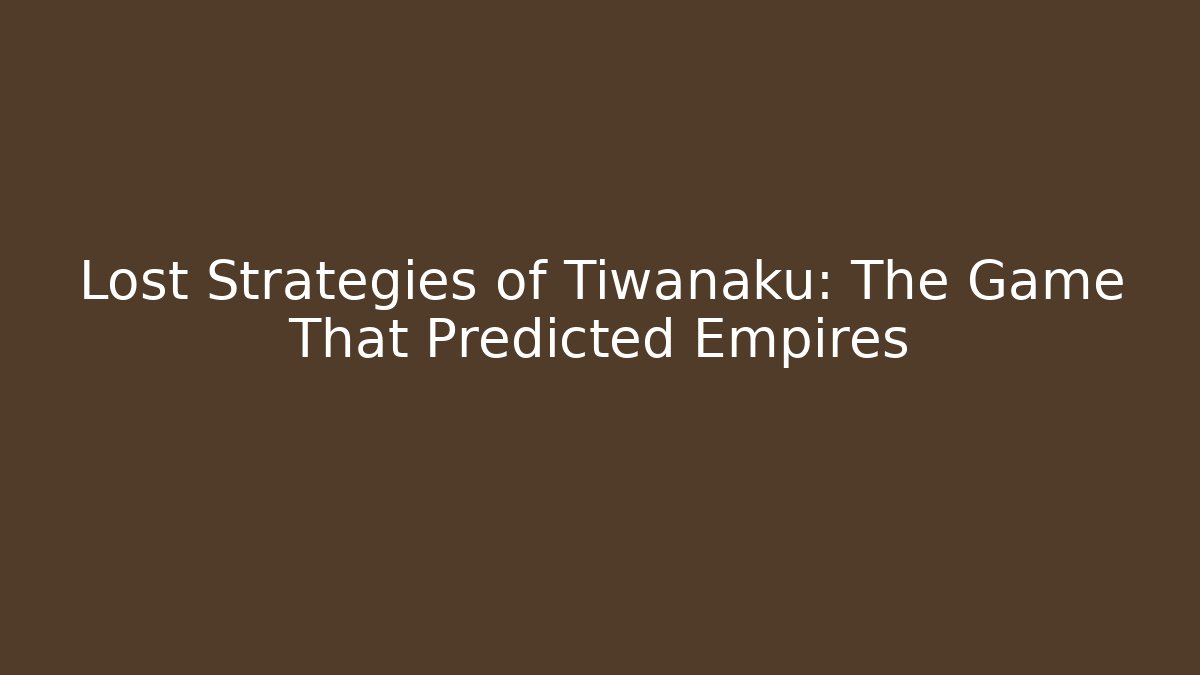 Lost Strategies of Tiwanaku: The Game That Predicted Empires