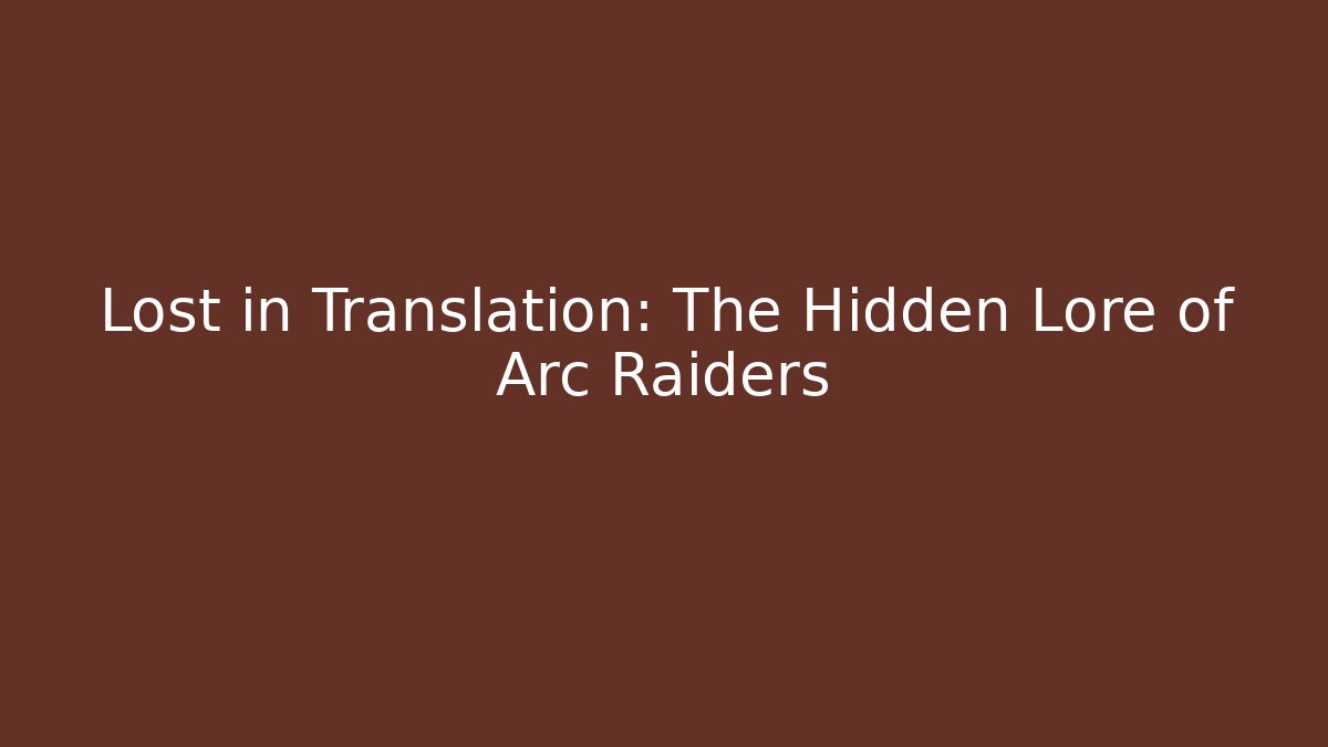 Lost in Translation: The Hidden Lore of Arc Raiders