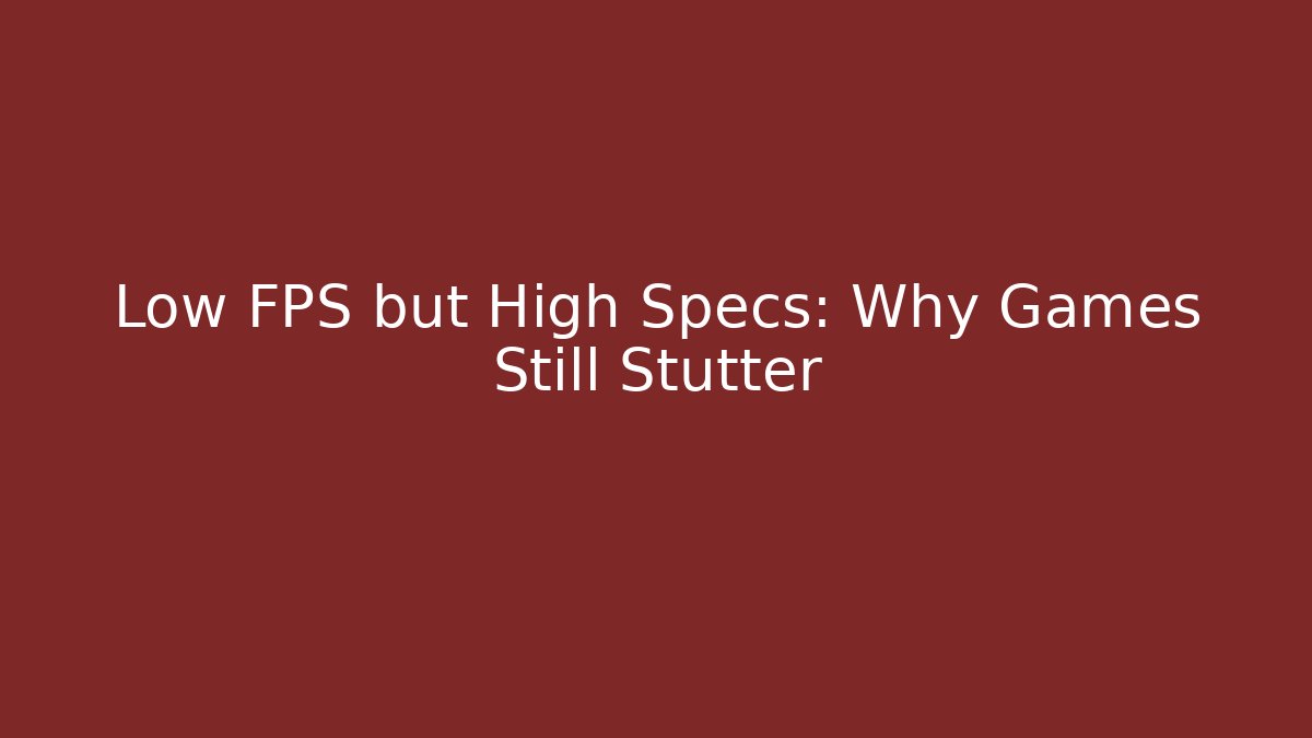 Low FPS but High Specs: Why Games Still Stutter - Create More Assets
