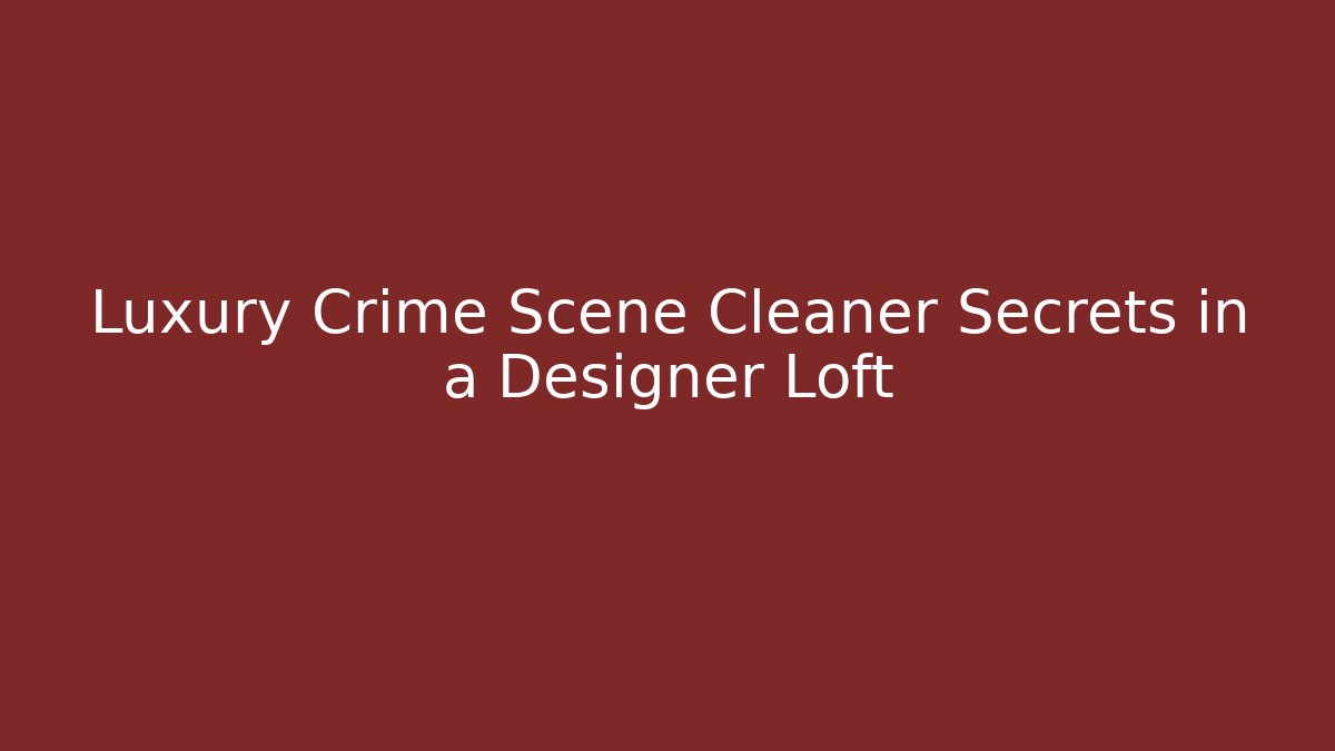 Luxury Crime Scene Cleaner Secrets in a Designer Loft