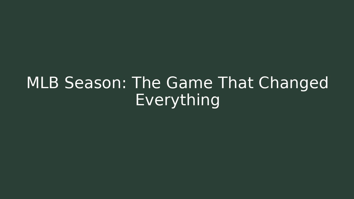 MLB Season: The Game That Changed Everything - Create More Assets