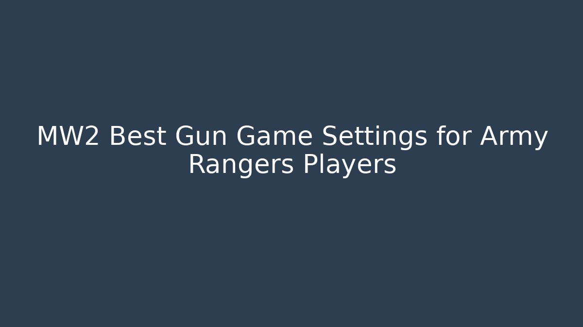 MW2 Best Gun Game Settings for Army Rangers Players