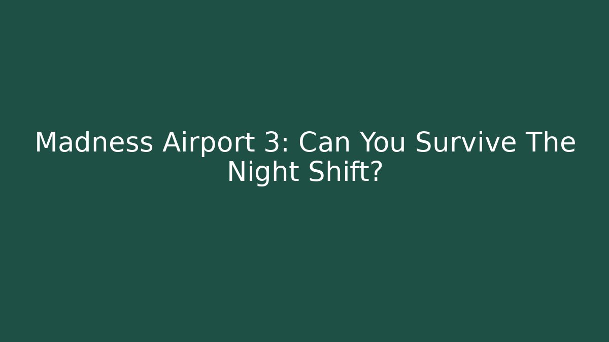 Madness Airport 3: Can You Survive The Night Shift?