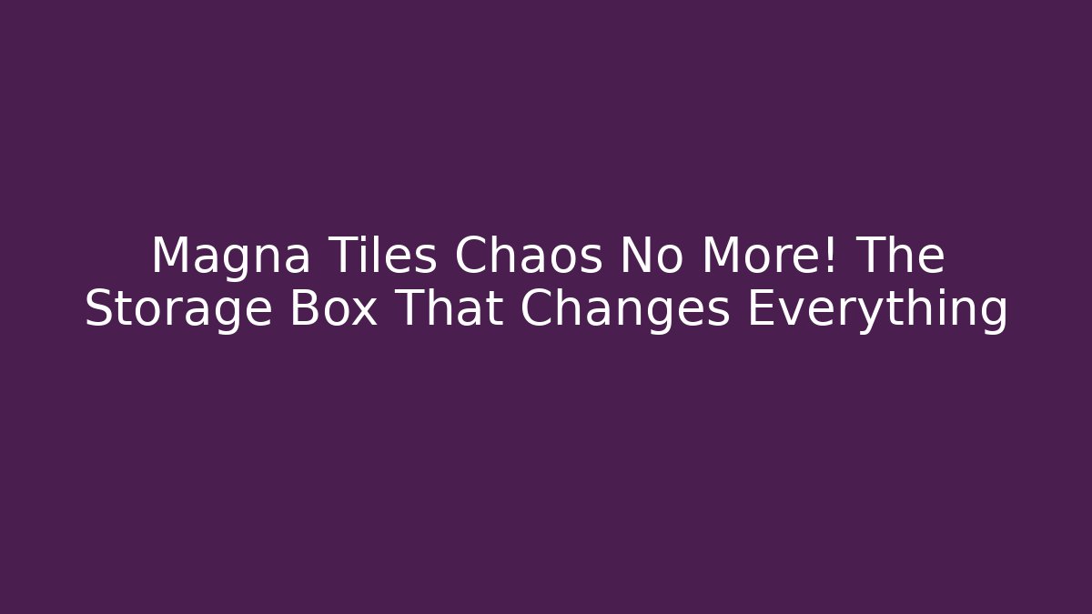 Magna Tiles Chaos No More! The Storage Box That Changes Everything