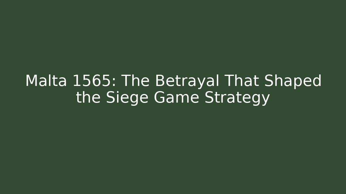 Malta 1565: The Betrayal That Shaped the Siege Game Strategy