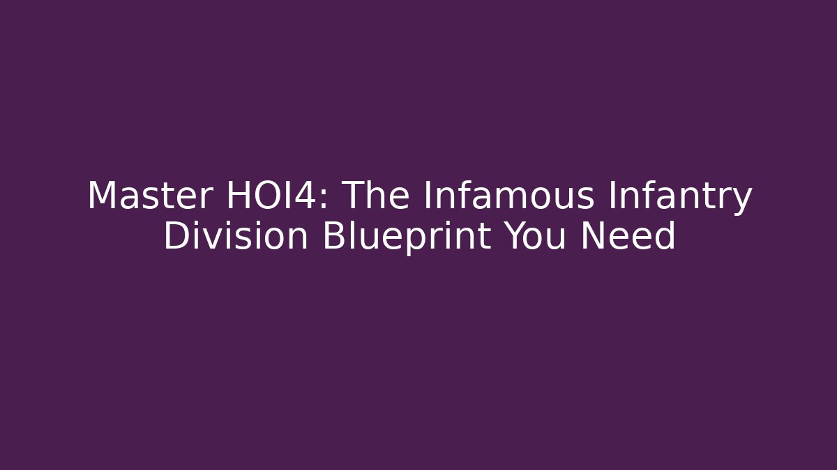 Master HOI4: The Infamous Infantry Division Blueprint You Need