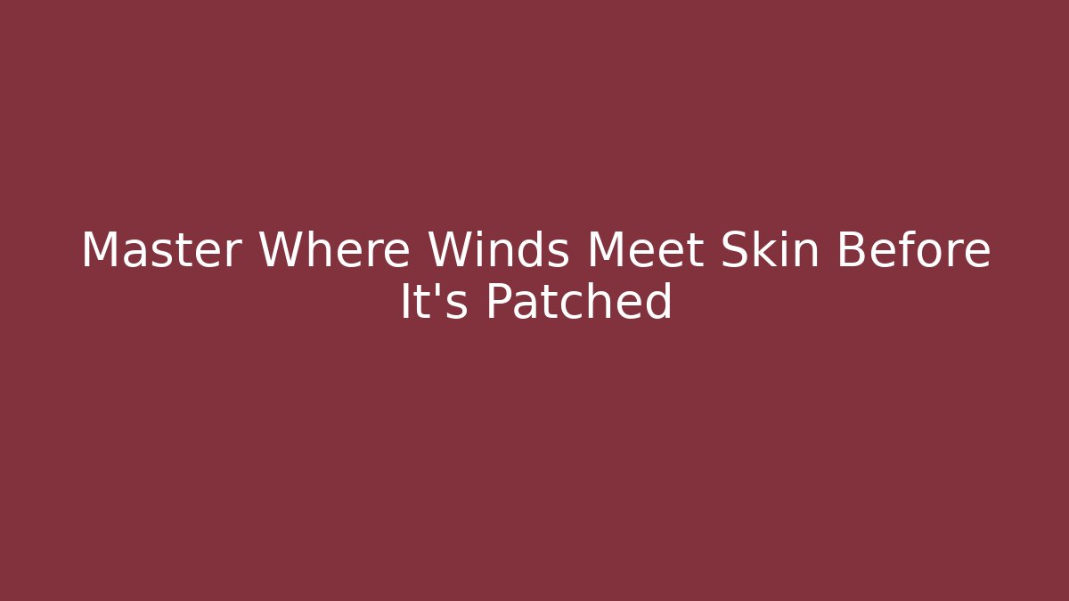 Master Where Winds Meet Skin Before It's Patched