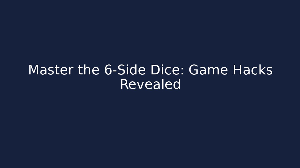 Master the 6-Side Dice: Game Hacks Revealed