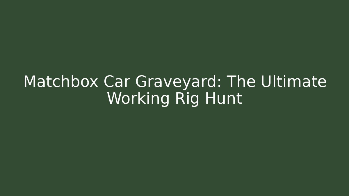 Matchbox Car Graveyard: The Ultimate Working Rig Hunt