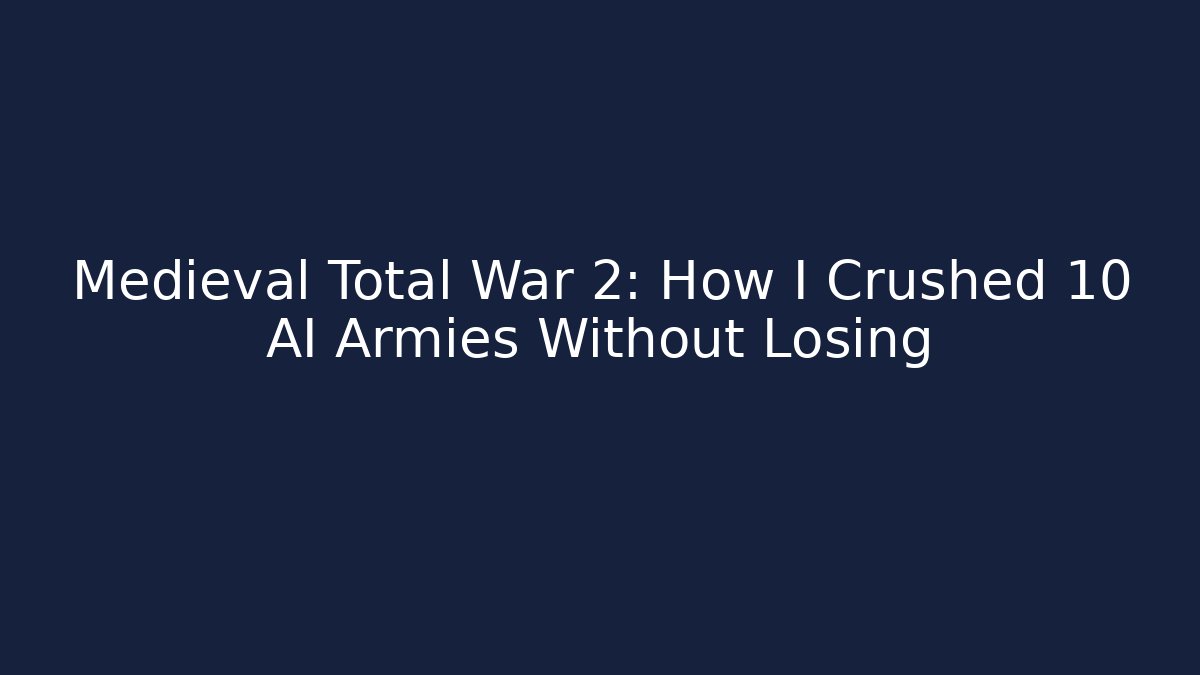Medieval Total War 2: How I Crushed 10 AI Armies Without Losing