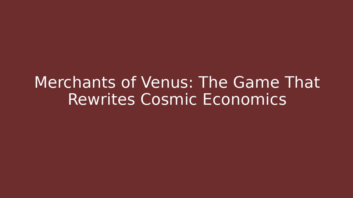 Merchants of Venus: The Game That Rewrites Cosmic Economics