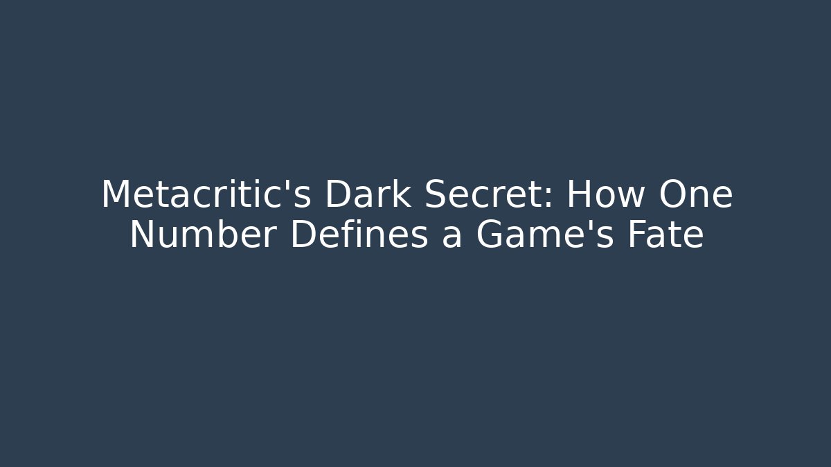 Metacritic's Dark Secret: How One Number Defines a Game's Fate