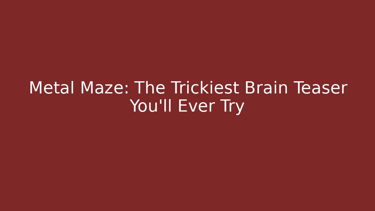 Metal Maze: The Trickiest Brain Teaser You’ll Ever Try