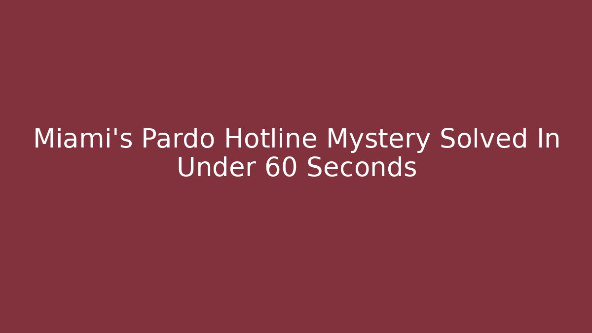 Miami's Pardo Hotline Mystery Solved In Under 60 Seconds