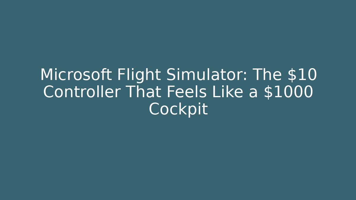 Microsoft Flight Simulator: The $10 Controller That Feels Like a $1000 Cockpit - Create More Assets