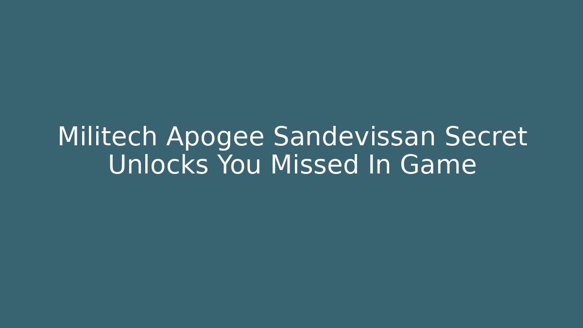 Militech Apogee Sandevissan Secret Unlocks You Missed In Game