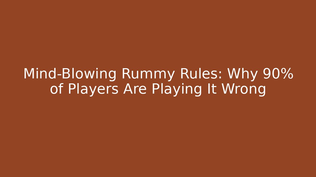 Mind-Blowing Rummy Rules: Why 90% of Players Are Playing It Wrong
