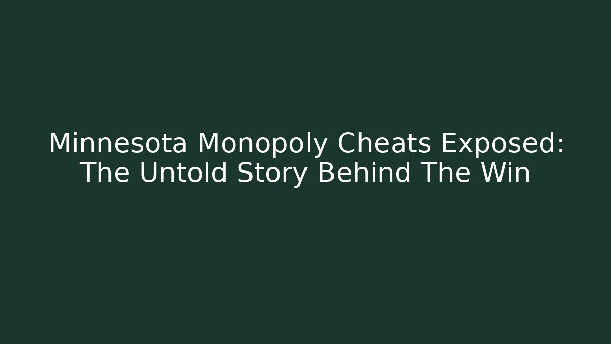 Minnesota Monopoly Cheats Exposed: The Untold Story Behind The Win