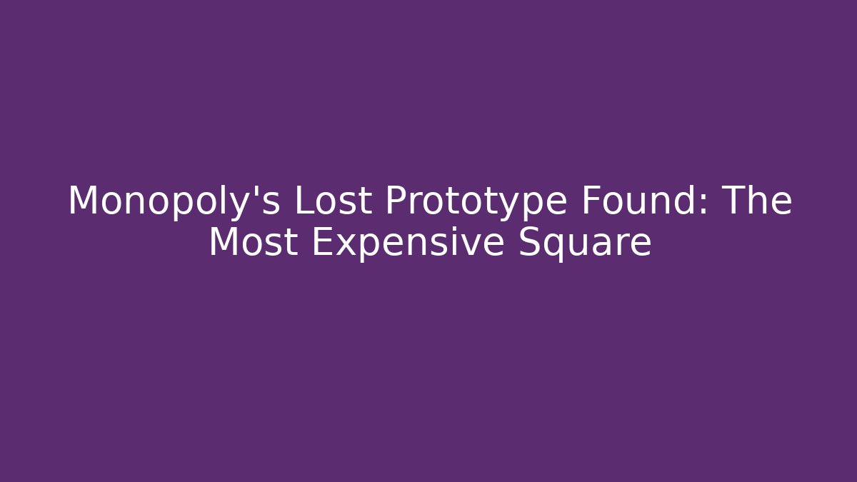 Monopoly's Lost Prototype Found: The Most Expensive Square
