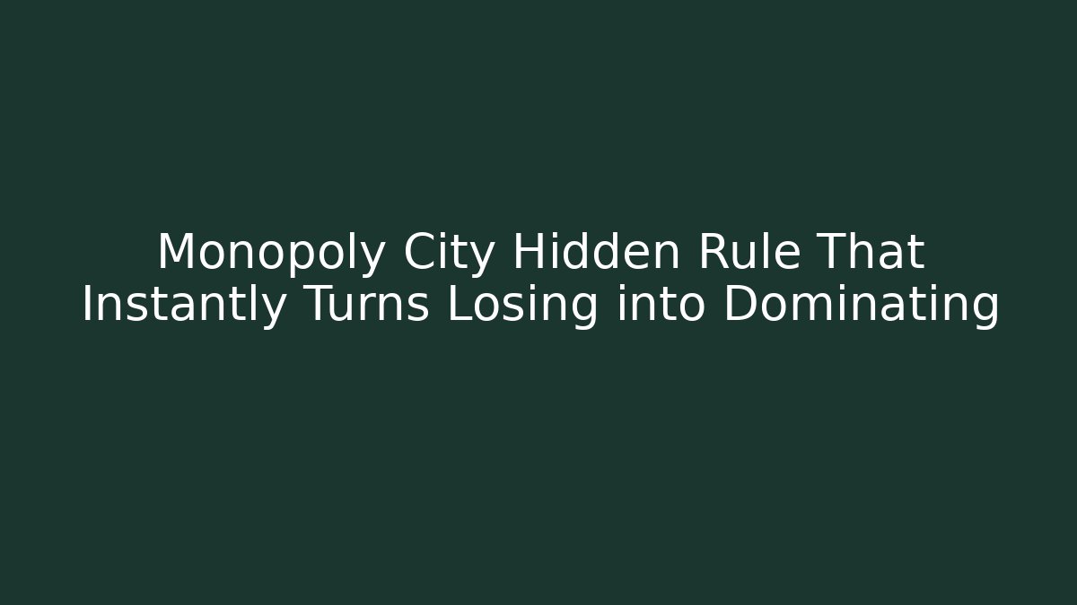 Monopoly City Hidden Rule That Instantly Turns Losing into Dominating