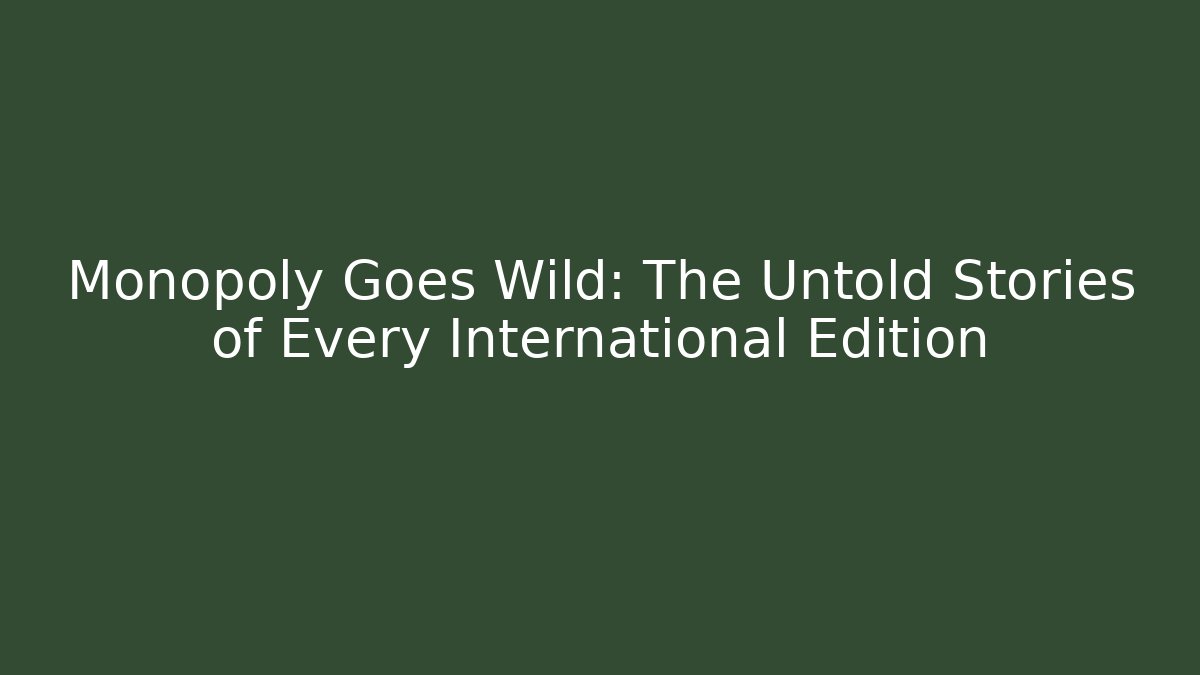 Monopoly Goes Wild: The Untold Stories of Every International Edition