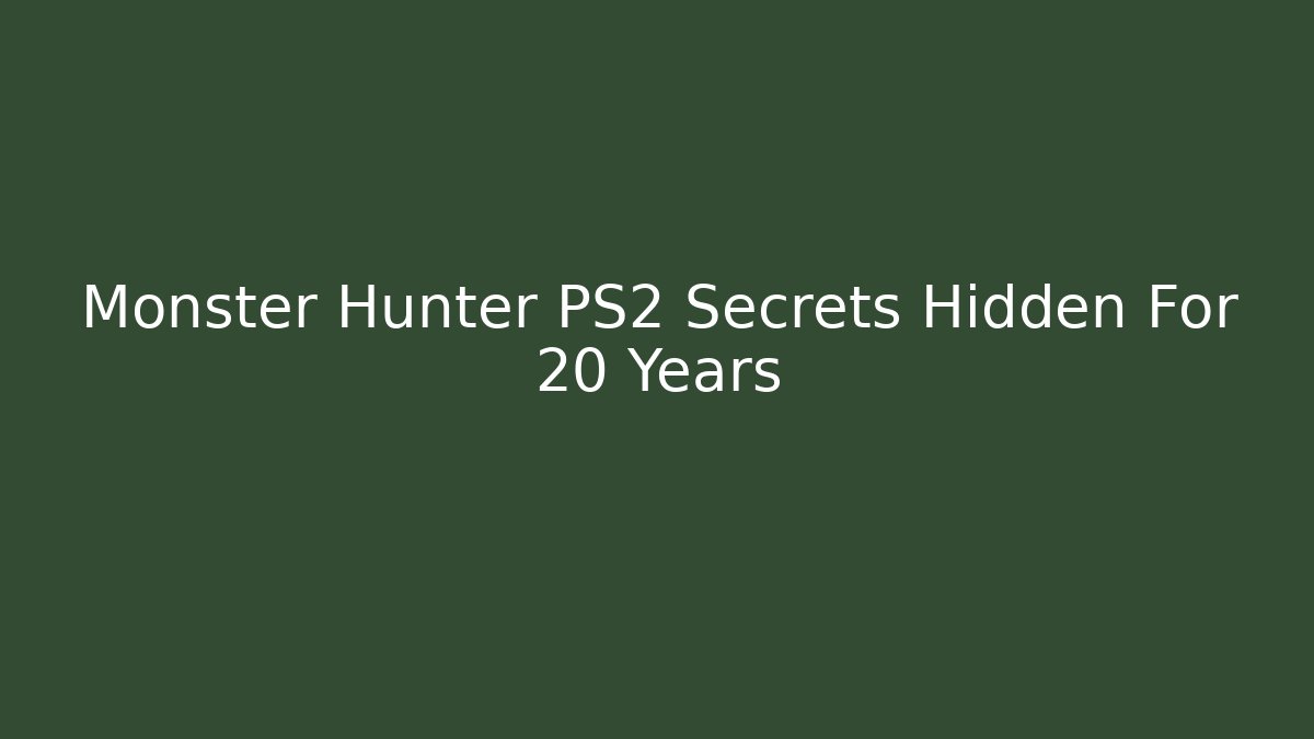 Monster Hunter PS2 Secrets Hidden For 20 Years