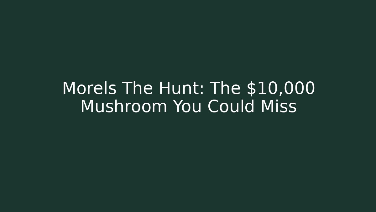 Morels The Hunt: The $10,000 Mushroom You Could Miss