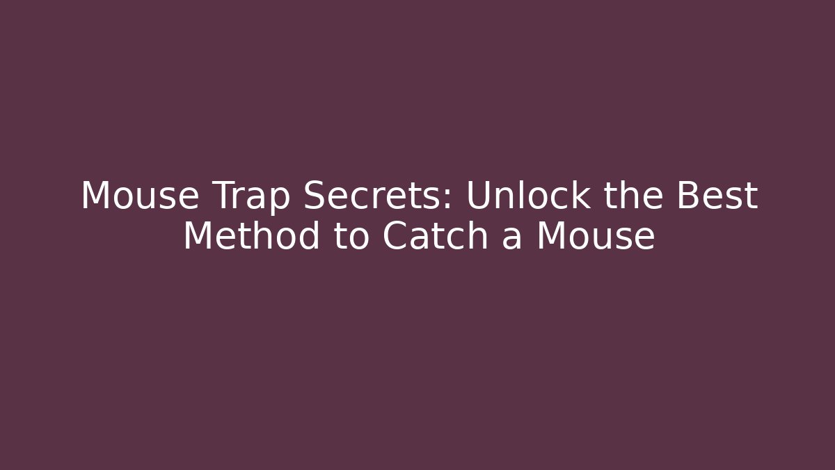 Mouse Trap Secrets: Unlock the Best Method to Catch a Mouse - Create More Assets