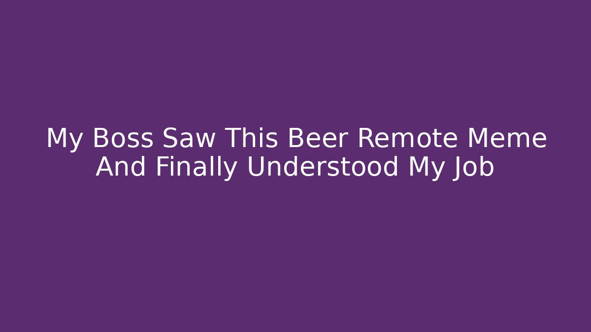 My Boss Saw This Beer Remote Meme And Finally Understood My Job