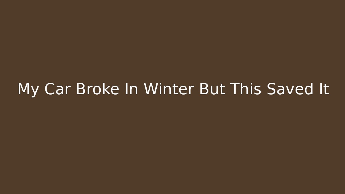 My Car Broke In Winter But This Saved It