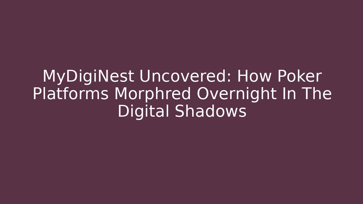 MyDigiNest Uncovered: How Poker Platforms Morphred Overnight In The Digital Shadows