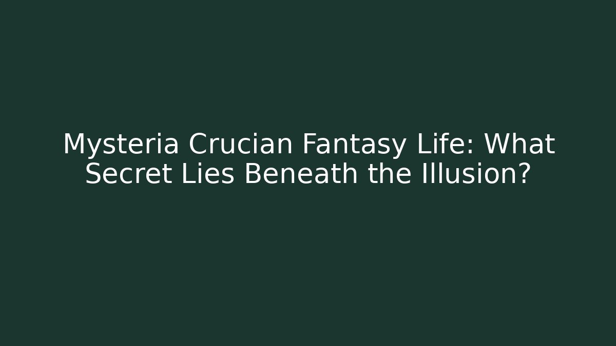 Mysteria Crucian Fantasy Life: What Secret Lies Beneath the Illusion?