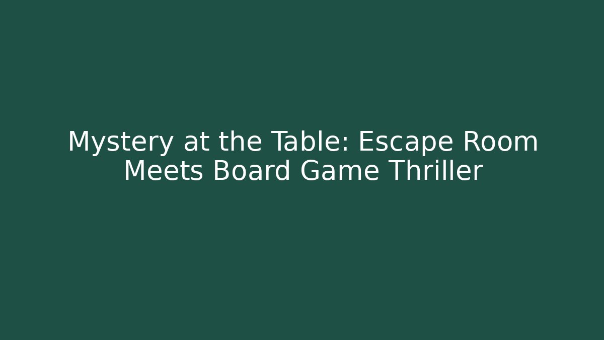 Mystery at the Table: Escape Room Meets Board Game Thriller