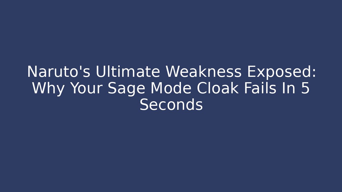 Naruto's Ultimate Weakness Exposed: Why Your Sage Mode Cloak Fails In 5 Seconds