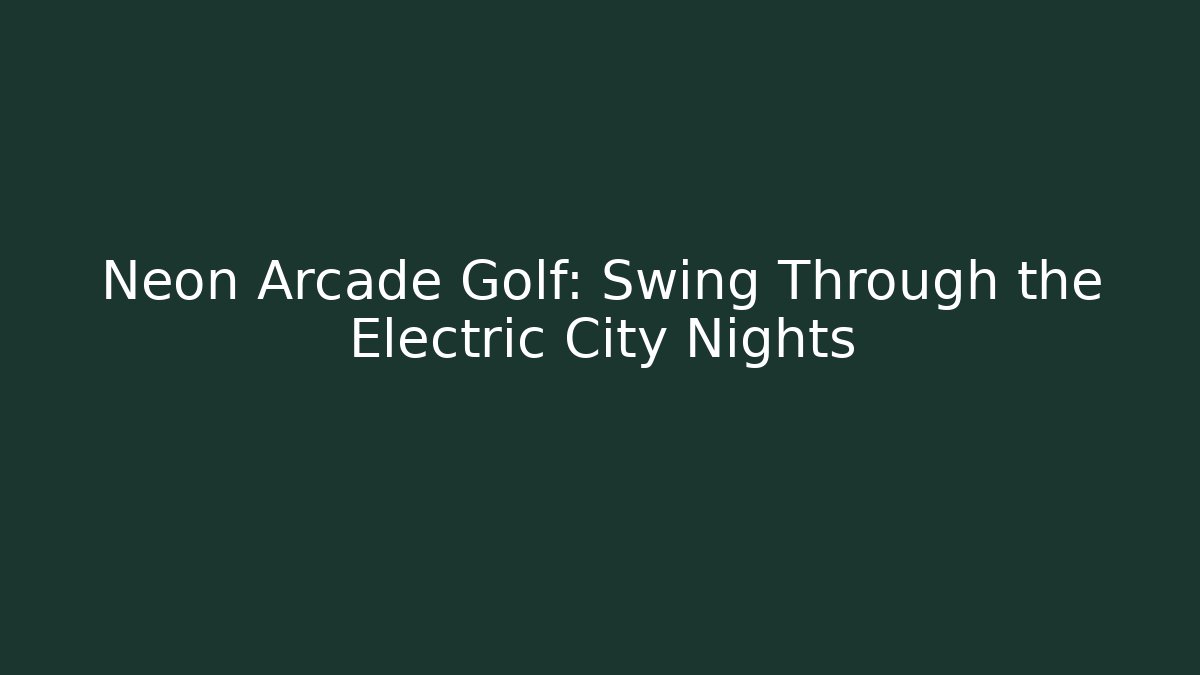 Neon Arcade Golf: Swing Through the Electric City Nights