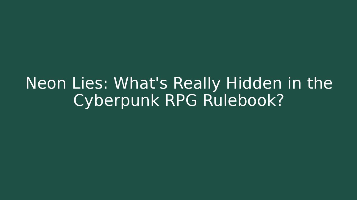 Neon Lies: What's Really Hidden in the Cyberpunk RPG Rulebook?