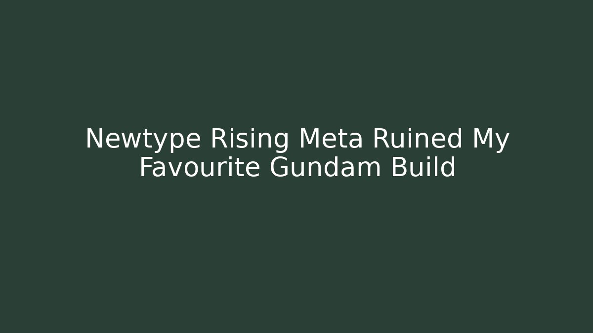 Newtype Rising Meta Ruined My Favourite Gundam Build