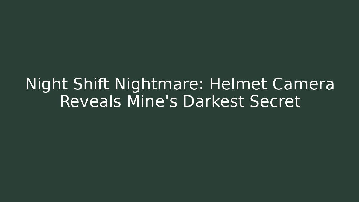 Night Shift Nightmare: Helmet Camera Reveals Mine’s Darkest Secret