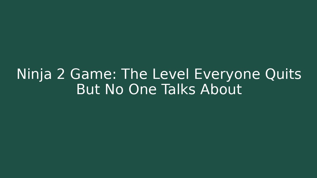 Ninja 2 Game: The Level Everyone Quits But No One Talks About
