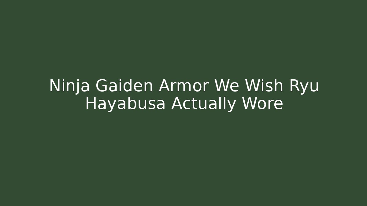 Ninja Gaiden Armor We Wish Ryu Hayabusa Actually Wore