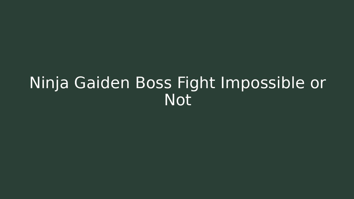 Ninja Gaiden Boss Fight Impossible or Not