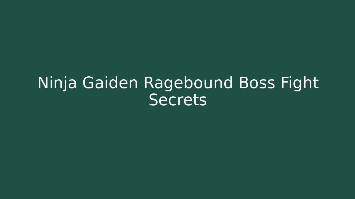 Ninja Gaiden Ragebound Boss Fight Secrets - Create More Assets