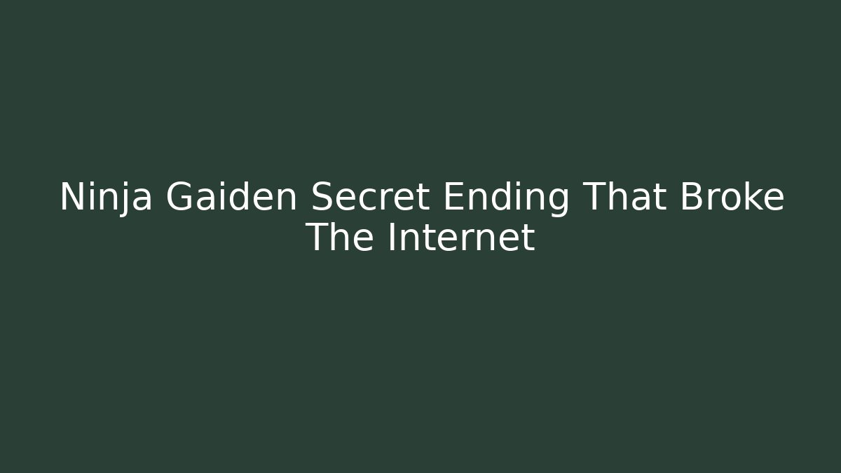 Ninja Gaiden Secret Ending That Broke The Internet