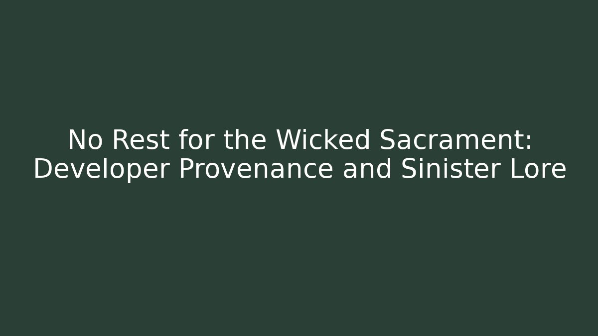 No Rest for the Wicked Sacrament: Developer Provenance and Sinister Lore